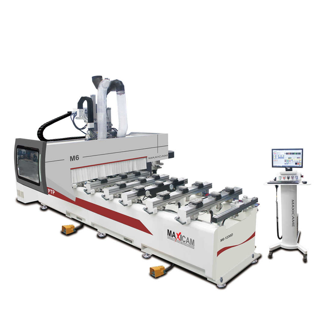 The machine is designed to meet diverse complicated processing requirements, highly versatile with routing, drilling, cutting, side milling, sawing and otherore out of it.